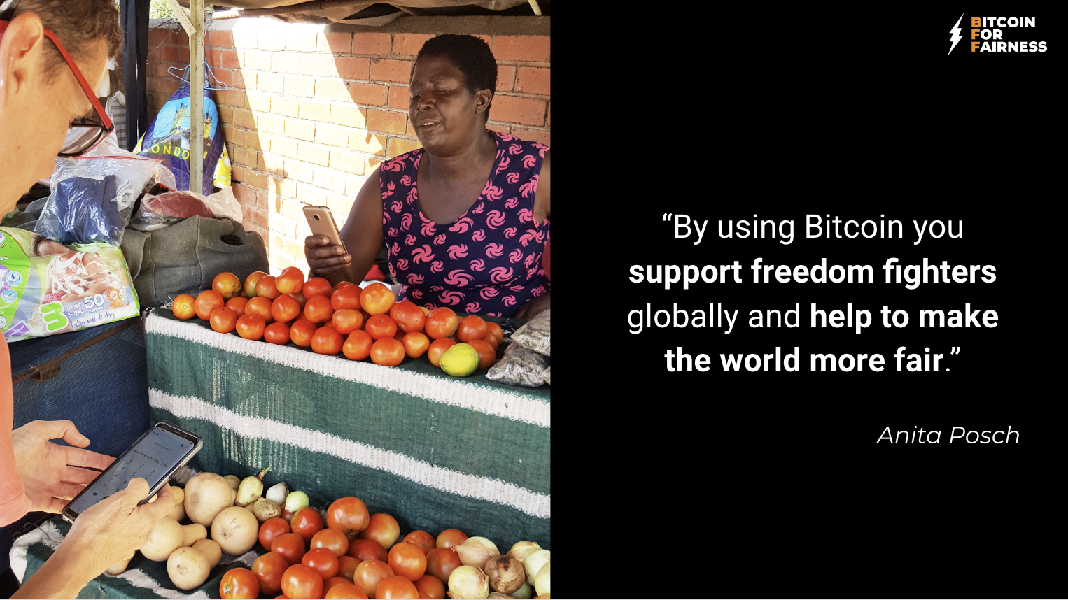 By using Bitcoin you support freedom fighters globally and help to make the world more fair. - Anita Posch